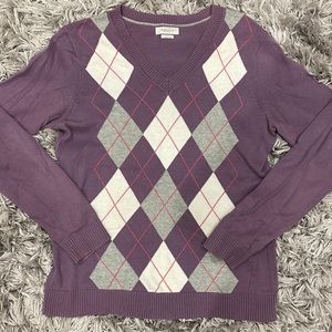 Purple, Pink and White Argyle Sweater